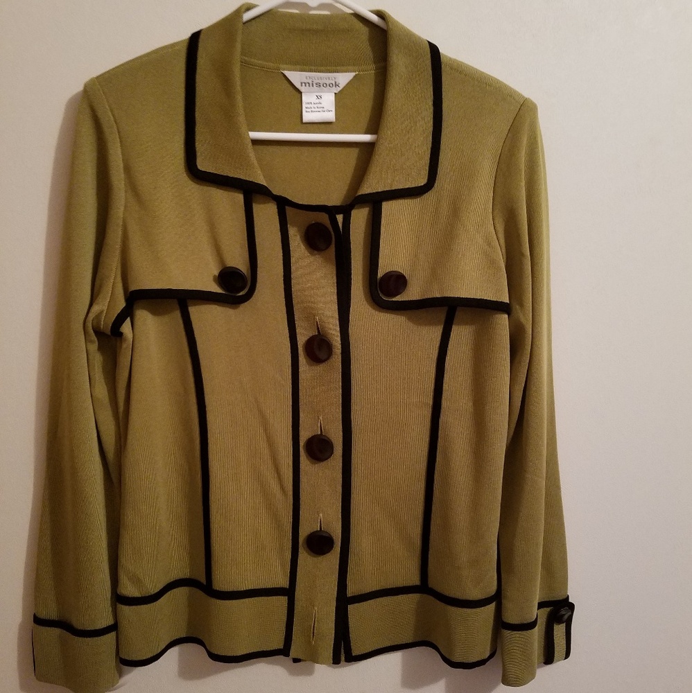 Misook XS green jacket blazer cardigan